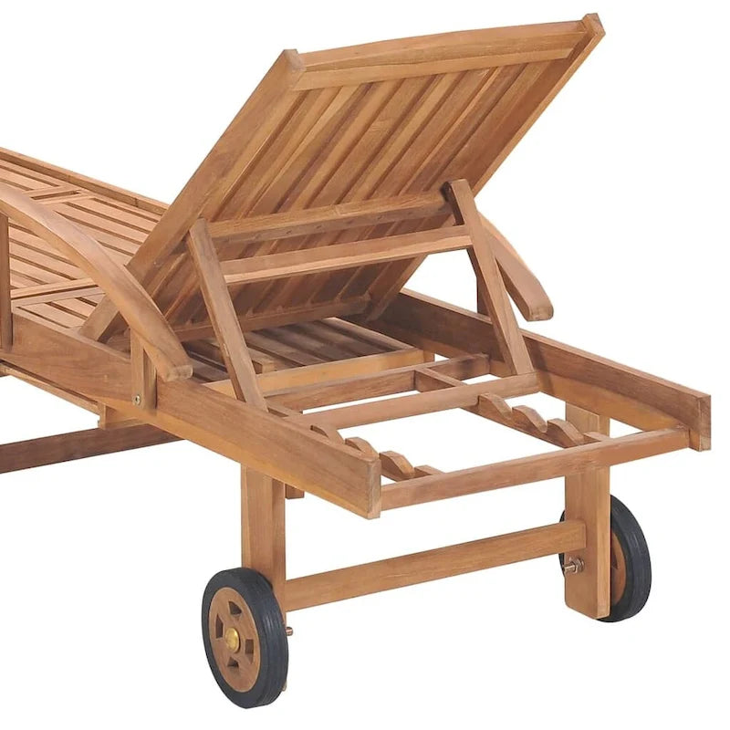 vidaXL Patio Lounge Chair Outdoor Sunbed Sunlounger with Cushion Solid Teak - 76.8 x 23.4 x 13.8