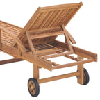 vidaXL Patio Lounge Chair Outdoor Sunbed Sunlounger with Cushion Solid Teak - 76.8 x 23.4 x 13.8
