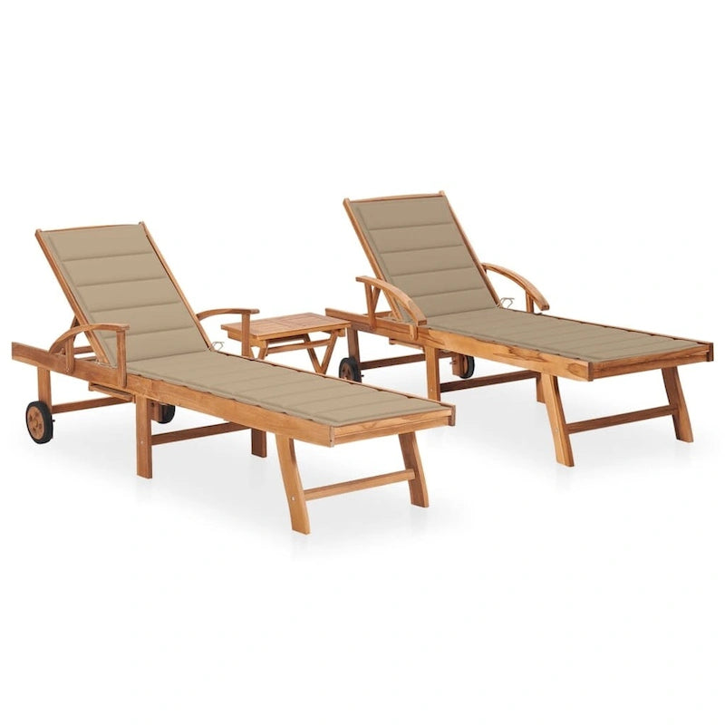 vidaXL Patio Lounge Chair Outdoor Sunbed Sunlounger with Cushion Solid Teak - 76.8 x 23.4 x 13.8