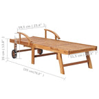 vidaXL Patio Lounge Chair Outdoor Sunbed Sunlounger with Cushion Solid Teak - 76.8 x 23.4 x 13.8