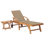 vidaXL Patio Lounge Chair Outdoor Sunbed Sunlounger with Cushion Solid Teak - 76.8 x 23.4 x 13.8