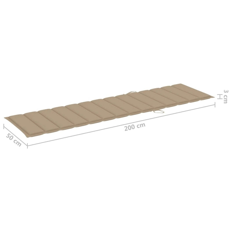 vidaXL Patio Lounge Chair Outdoor Sunbed Sunlounger with Cushion Solid Teak - 76.8 x 23.4 x 13.8