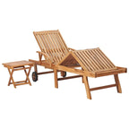 vidaXL Patio Lounge Chair Outdoor Sunbed Sunlounger with Cushion Solid Teak - 76.8 x 23.4 x 13.8