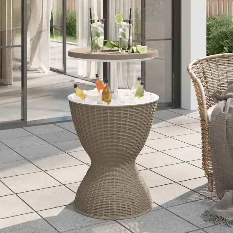 vidaXL 3-in-1 Ice Cooler Table Polypropylene - 18.9 x 18.9 x 22.4/32.3