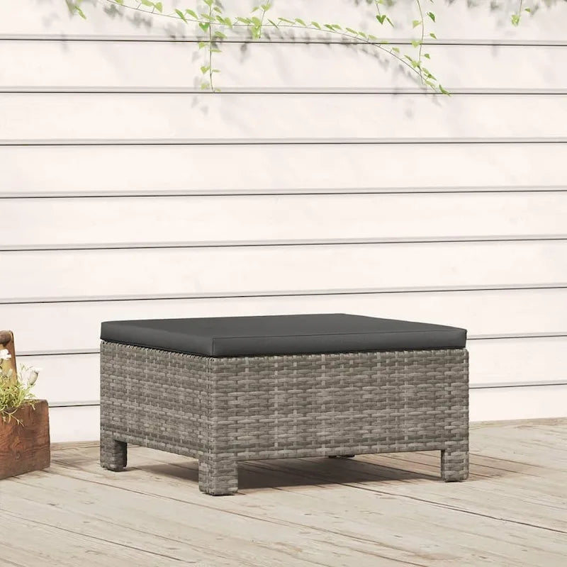 vidaXL 2-Seater Patio Sofa with Cushions Gray Poly Rattan
