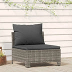 vidaXL 2-Seater Patio Sofa with Cushions Gray Poly Rattan