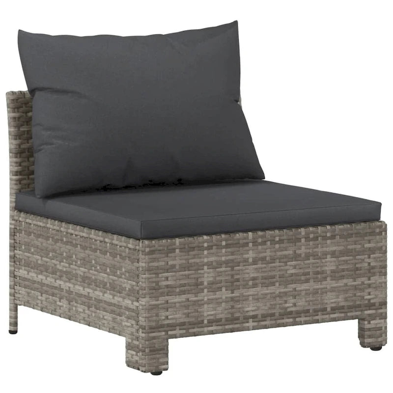 vidaXL 2-Seater Patio Sofa with Cushions Gray Poly Rattan