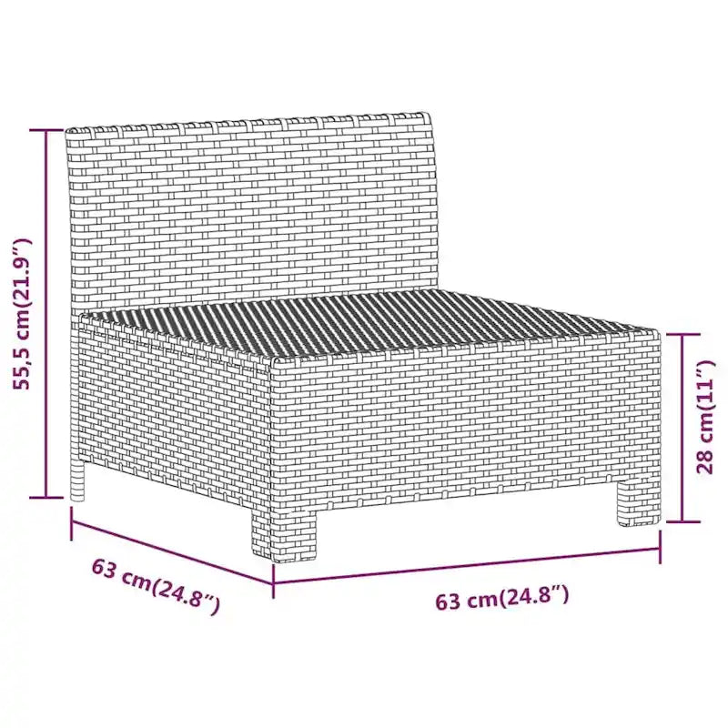 vidaXL 2-Seater Patio Sofa with Cushions Gray Poly Rattan