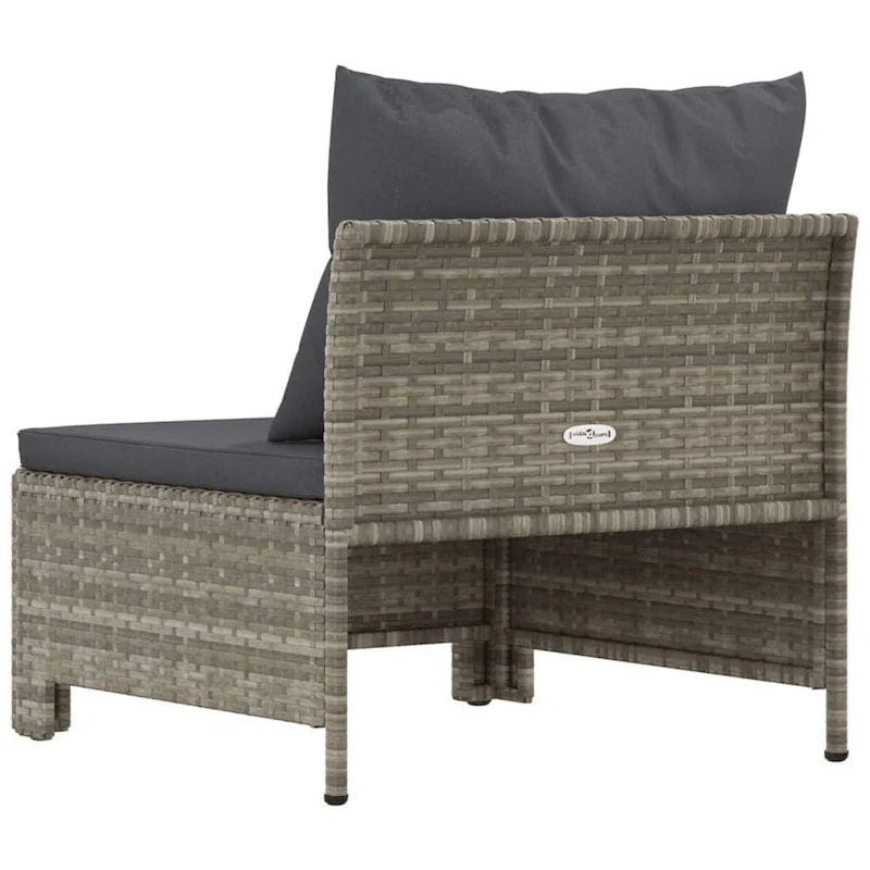 vidaXL 2-Seater Patio Sofa with Cushions Gray Poly Rattan