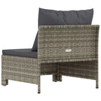 vidaXL 2-Seater Patio Sofa with Cushions Gray Poly Rattan
