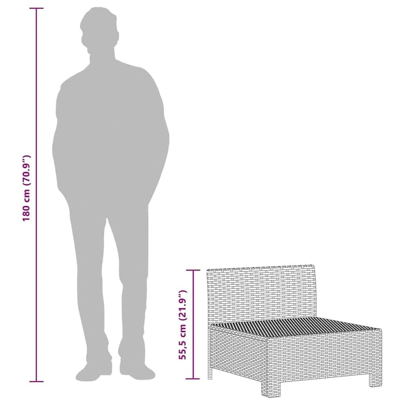 vidaXL 2-Seater Patio Sofa with Cushions Gray Poly Rattan