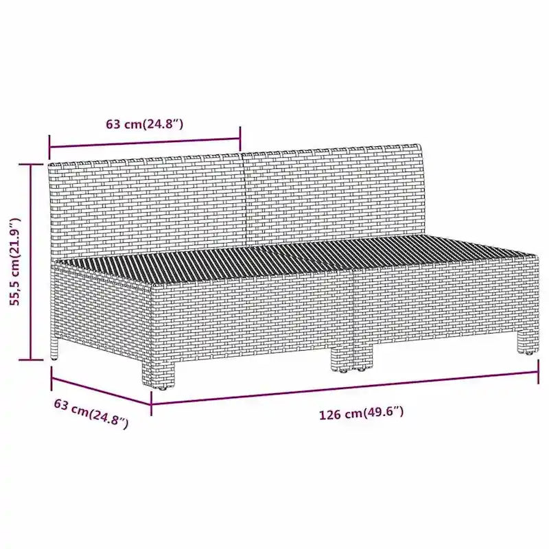 vidaXL 2-Seater Patio Sofa with Cushions Gray Poly Rattan