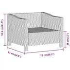 vidaXL 2-Seater Patio Sofa with Cushions Gray Poly Rattan