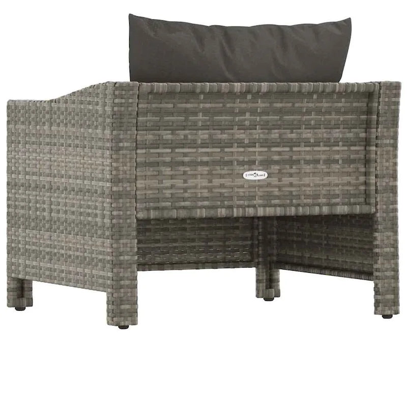 vidaXL 2-Seater Patio Sofa with Cushions Gray Poly Rattan