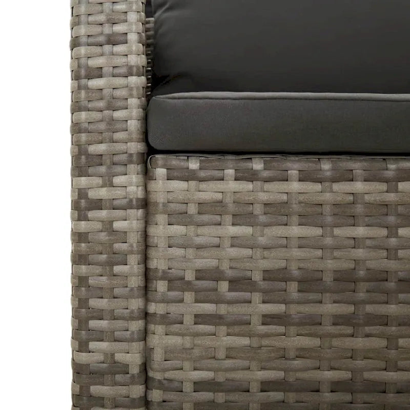 vidaXL 2-Seater Patio Sofa with Cushions Gray Poly Rattan