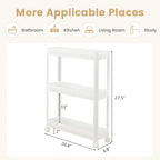 2 Pieces 3-Tier Slim Detachable Storage Cart with Drainage Holes and Wheels-White - 20.8 x 6.8 x 27.5
