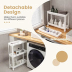 2 Pieces 3-Tier Slim Detachable Storage Cart with Drainage Holes and Wheels-White - 20.8 x 6.8 x 27.5