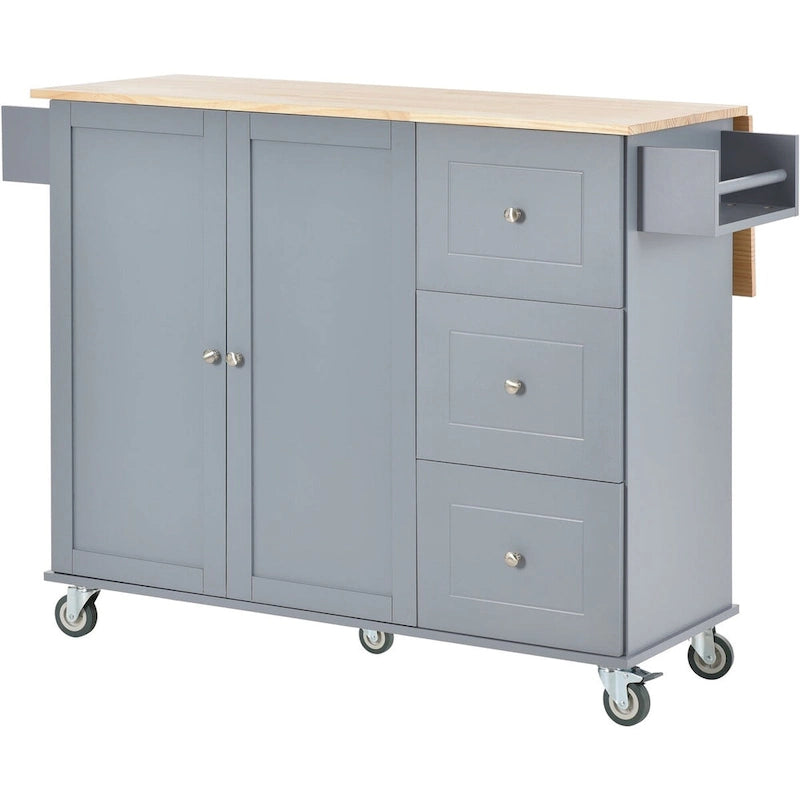 Multifunctional Kitchen Cart with Spice Rack and Adjustable Shelves