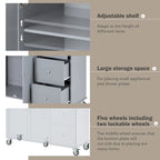 Multifunctional Kitchen Cart with Spice Rack and Adjustable Shelves