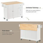 Multifunctional Kitchen Cart with Spice Rack and Adjustable Shelves