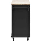 Kitchen Island Cart with Wood Top and Open Storage Microwave Oven Cabinet