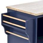 Kitchen Island Cart with Wood Top and Open Storage Microwave Oven Cabinet