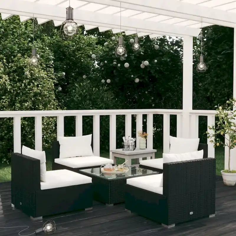 vidaXL Patio Lounge Set Outdoor Sectional Sofa Set Table Garden Poly Rattan - 27.6 x 27.6 x 23.8