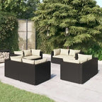 vidaXL Patio Lounge Set Outdoor Sectional Sofa Set Table Garden Poly Rattan - 27.6 x 27.6 x 23.8