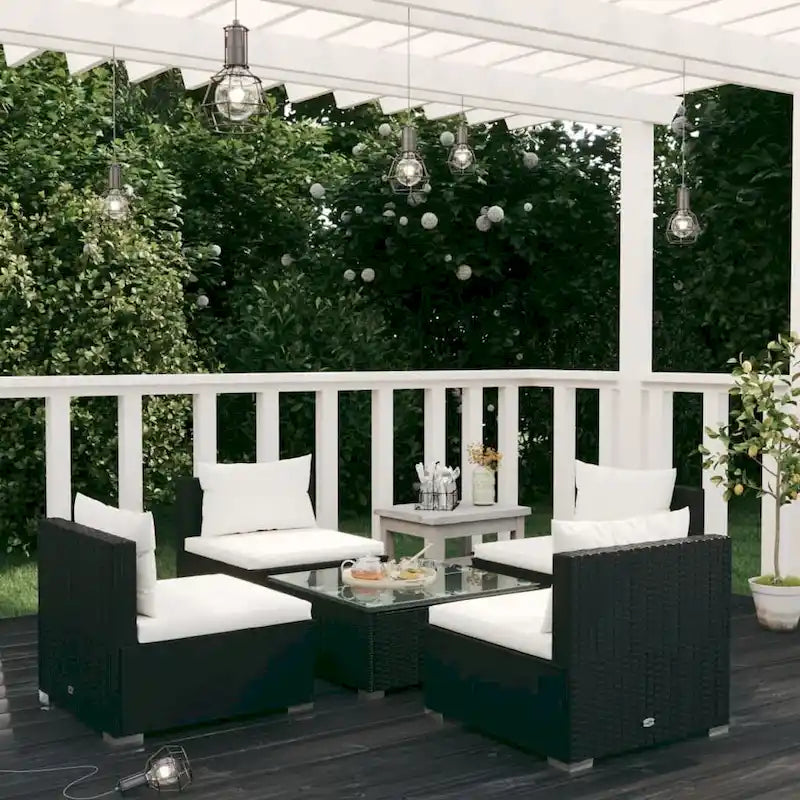 vidaXL Patio Lounge Set Outdoor Sectional Sofa Set Table Garden Poly Rattan - 27.6 x 27.6 x 23.8