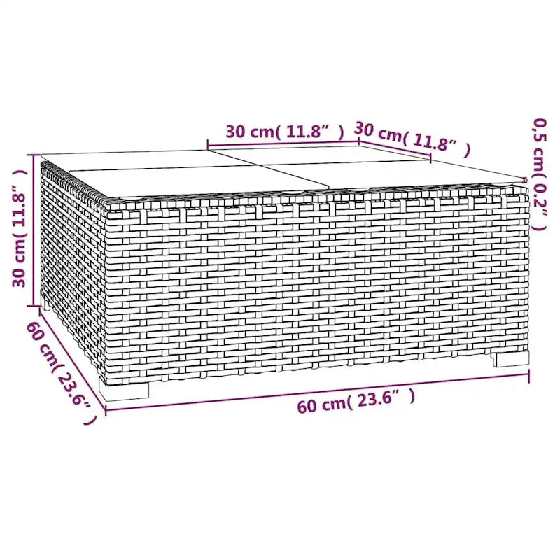 vidaXL Patio Lounge Set Outdoor Sectional Sofa Set Table Garden Poly Rattan - 27.6 x 27.6 x 23.8