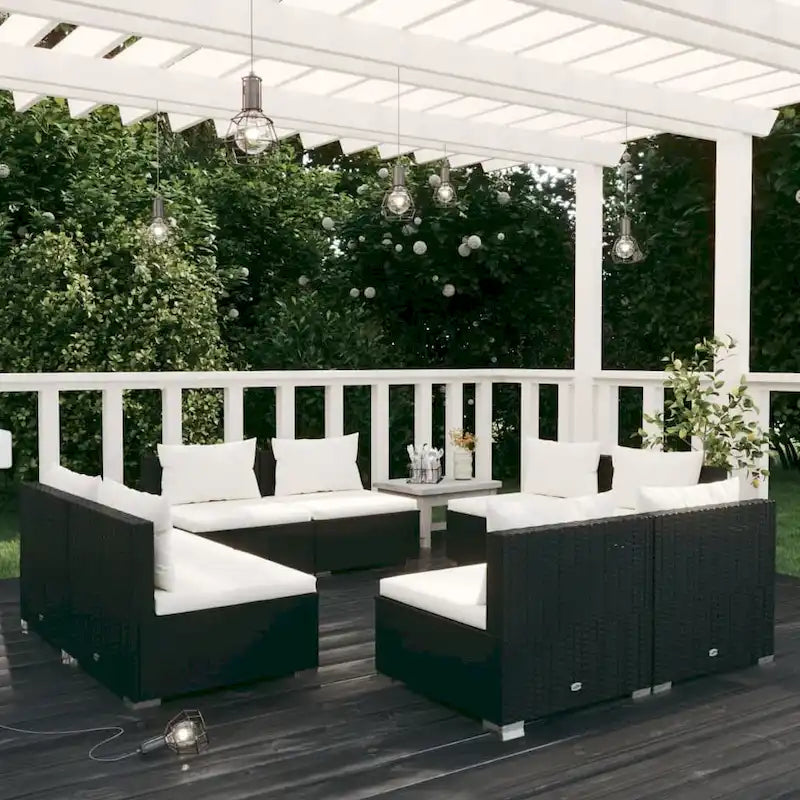 vidaXL Patio Lounge Set Outdoor Sectional Sofa Set Table Garden Poly Rattan - 27.6 x 27.6 x 23.8