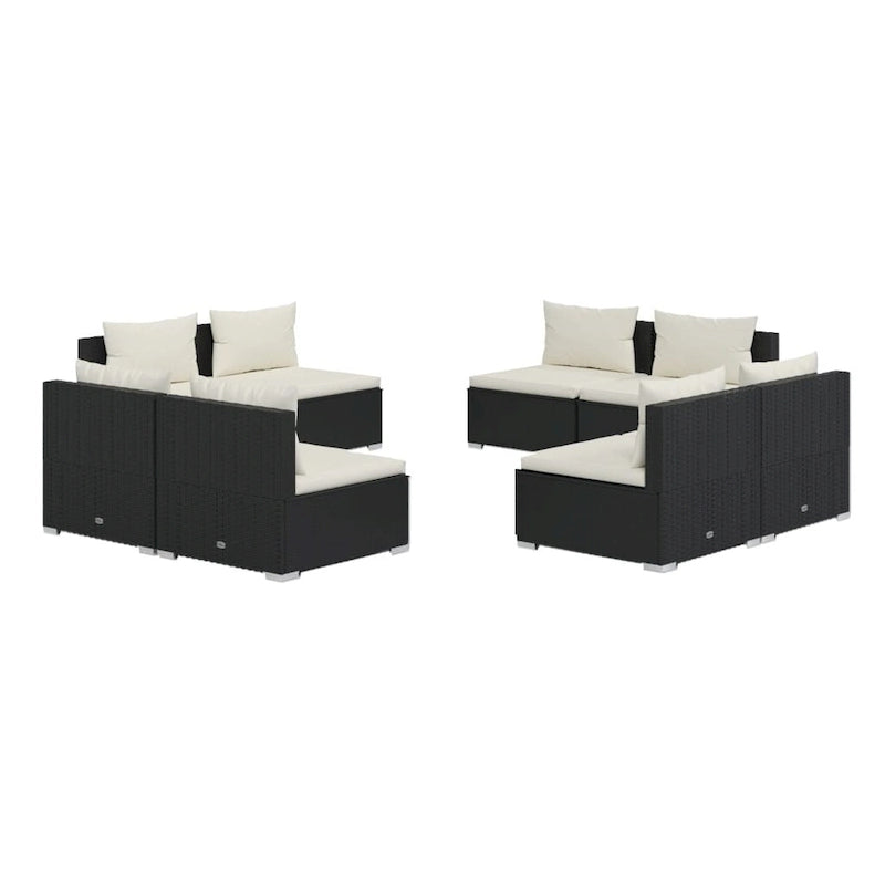 vidaXL Patio Lounge Set Outdoor Sectional Sofa Set Table Garden Poly Rattan - 27.6 x 27.6 x 23.8