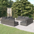 vidaXL Patio Lounge Set Outdoor Sectional Sofa Set Table Garden Poly Rattan - 27.6 x 27.6 x 23.8