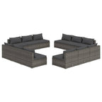 vidaXL Patio Lounge Set Outdoor Sectional Sofa Set Table Garden Poly Rattan - 27.6 x 27.6 x 23.8