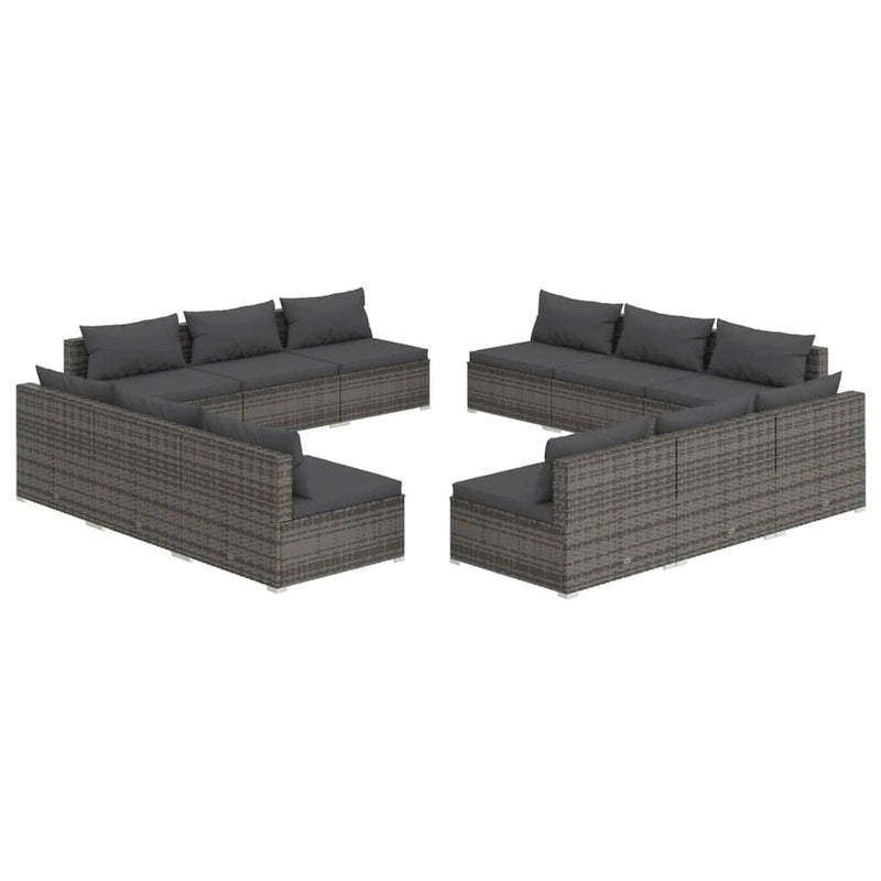 vidaXL Patio Lounge Set Outdoor Sectional Sofa Set Table Garden Poly Rattan - 27.6 x 27.6 x 23.8