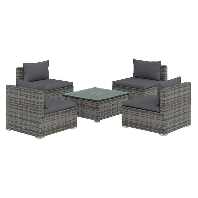 vidaXL Patio Lounge Set Outdoor Sectional Sofa Set Table Garden Poly Rattan - 27.6 x 27.6 x 23.8