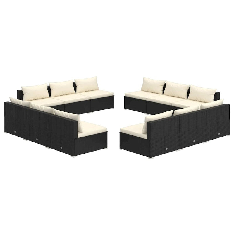 vidaXL Patio Lounge Set Outdoor Sectional Sofa Set Table Garden Poly Rattan - 27.6 x 27.6 x 23.8