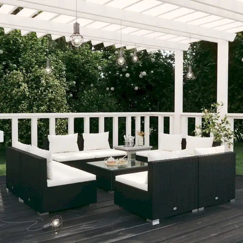 vidaXL Patio Lounge Set Outdoor Sectional Sofa Set Table Garden Poly Rattan - 27.6 x 27.6 x 23.8