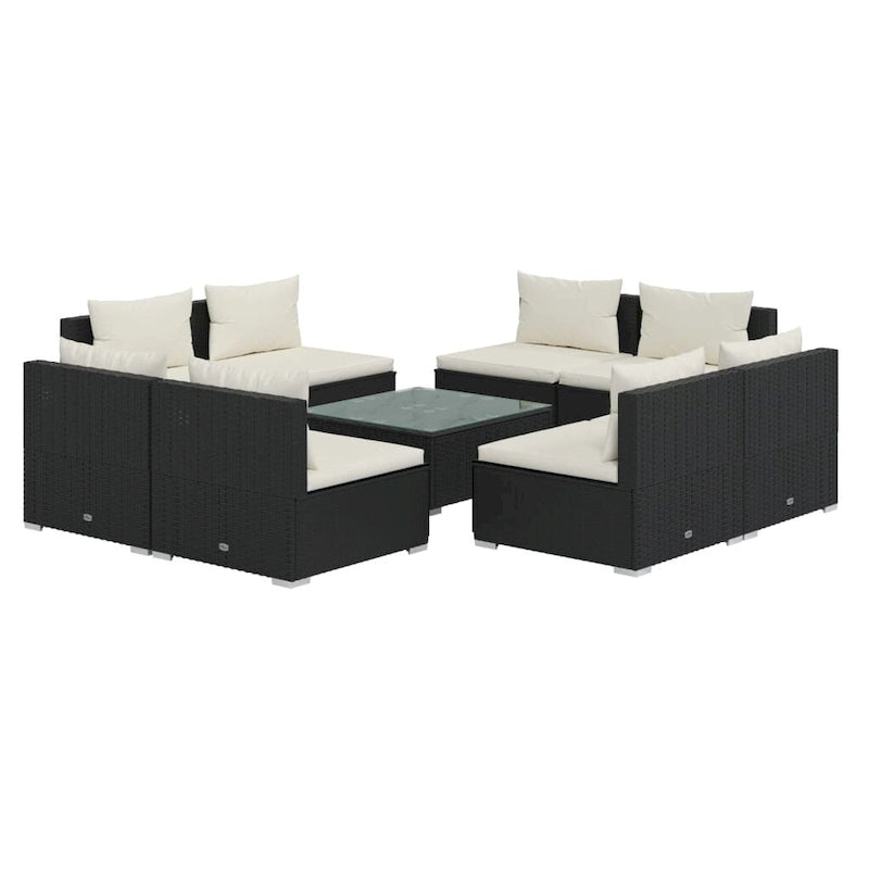 vidaXL Patio Lounge Set Outdoor Sectional Sofa Set Table Garden Poly Rattan - 27.6 x 27.6 x 23.8
