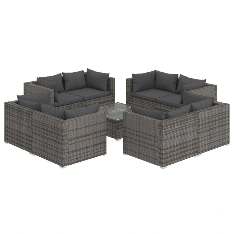 vidaXL Patio Lounge Set Outdoor Sectional Sofa Set Table Garden Poly Rattan - 27.6 x 27.6 x 23.8