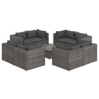 vidaXL Patio Lounge Set Outdoor Sectional Sofa Set Table Garden Poly Rattan - 27.6 x 27.6 x 23.8