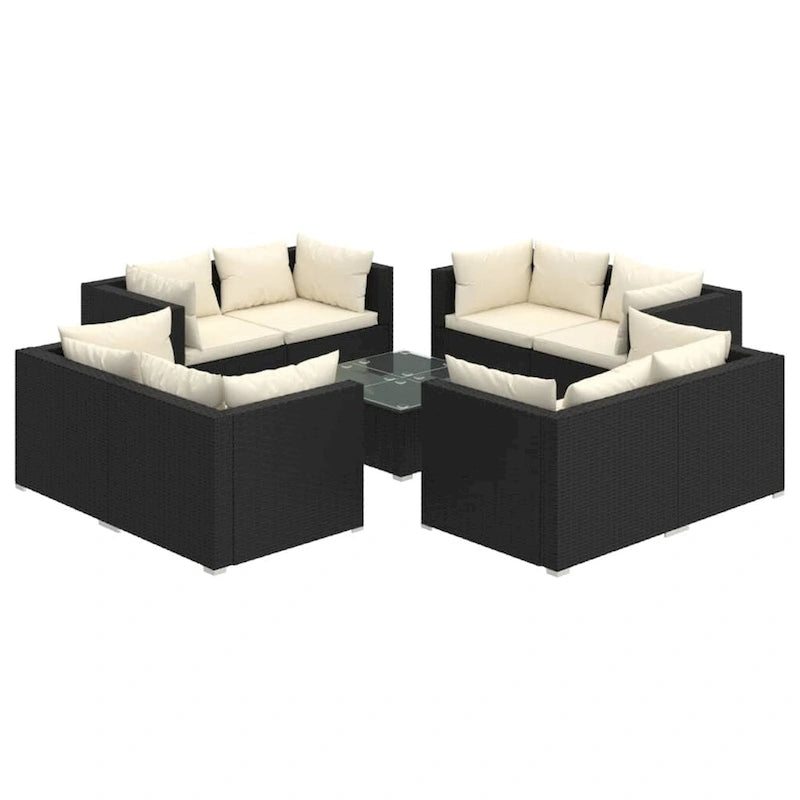 vidaXL Patio Lounge Set Outdoor Sectional Sofa Set Table Garden Poly Rattan - 27.6 x 27.6 x 23.8