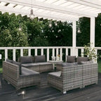 vidaXL Patio Lounge Set Outdoor Sectional Sofa Set Table Garden Poly Rattan - 27.6 x 27.6 x 23.8