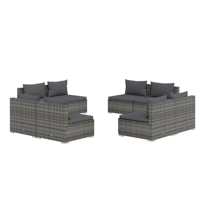 vidaXL Patio Lounge Set Outdoor Sectional Sofa Set Table Garden Poly Rattan - 27.6 x 27.6 x 23.8