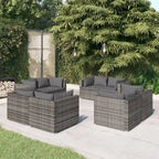 vidaXL Patio Lounge Set Outdoor Sectional Sofa Set Table Garden Poly Rattan - 27.6 x 27.6 x 23.8