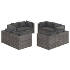 vidaXL Patio Lounge Set Outdoor Sectional Sofa Set Table Garden Poly Rattan - 27.6 x 27.6 x 23.8