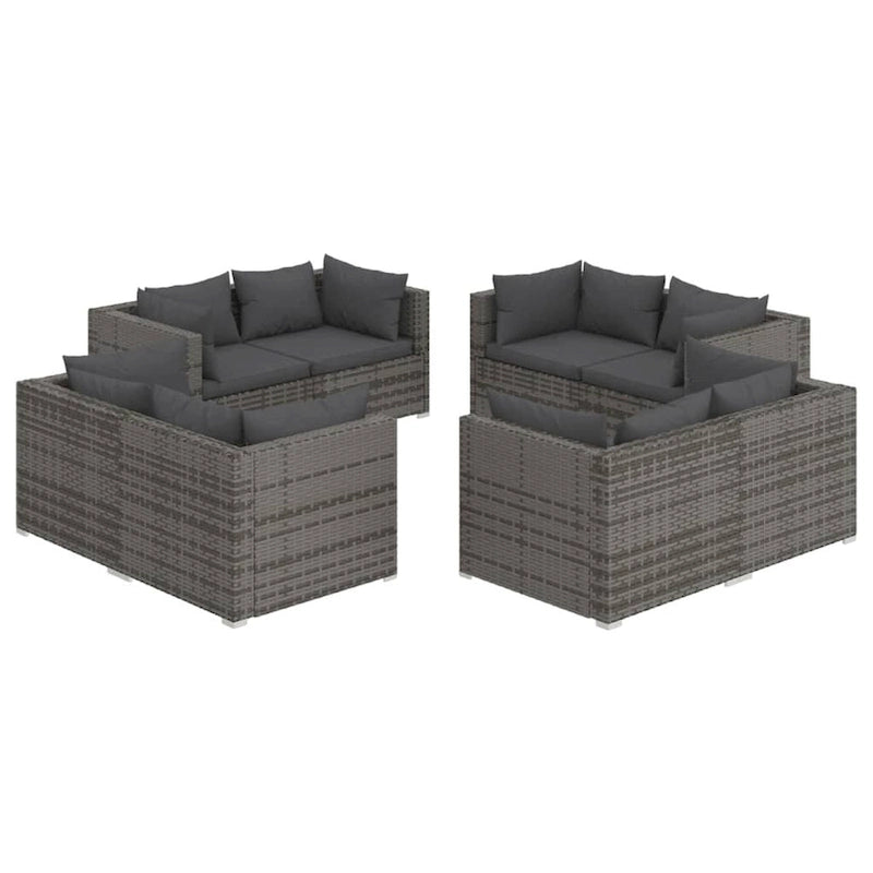 vidaXL Patio Lounge Set Outdoor Sectional Sofa Set Table Garden Poly Rattan - 27.6 x 27.6 x 23.8