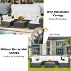 Costway 6-Piece Outdoor Patio Furniture Set Retractable Canopy