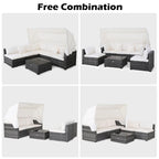 Costway 6-Piece Outdoor Patio Furniture Set Retractable Canopy
