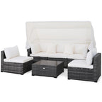 Costway 6-Piece Outdoor Patio Furniture Set Retractable Canopy